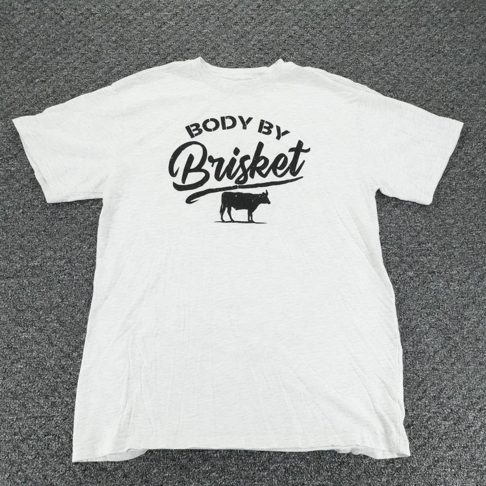 Burlebo Shirt Mens Medium White Body By Brisket Graphic Tee BBQ Texas Outdoors